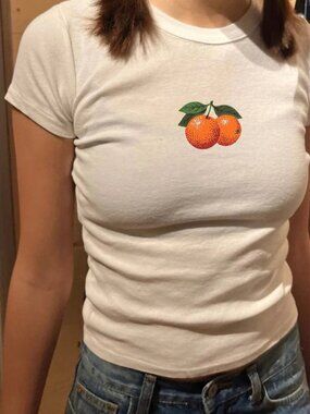 Retro Orange Graphic Baby Tee | 90s Style Aesthetic Shirt | Y2K Vintage Citrus